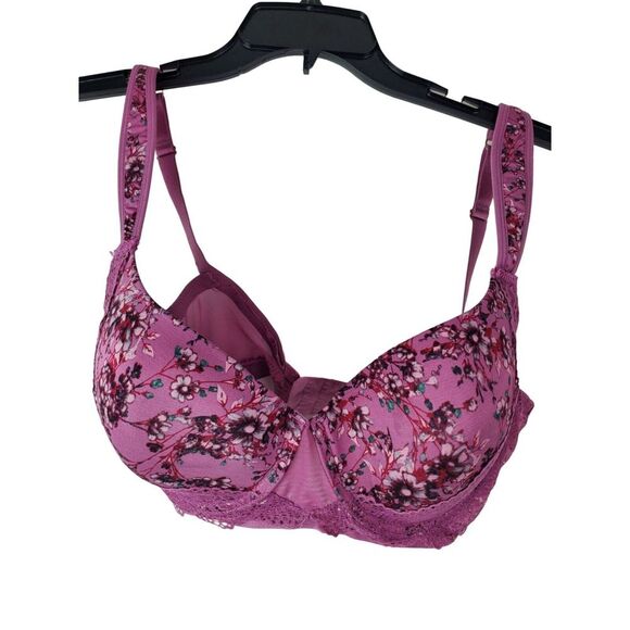 Jessica Simpson Women's Purple Floral Microfiber Lace Bra Size‎ 38D - Picture 1 of 11